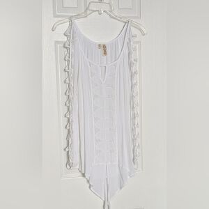Women's (Size Medium) White Boho Top/Blouse with Cut-Outs Down The Sleeves